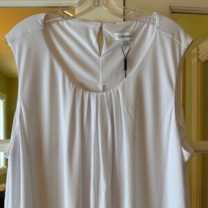 NWT 3X Calvin Klein Women's Elegant White Blouse Sleeveless Top
